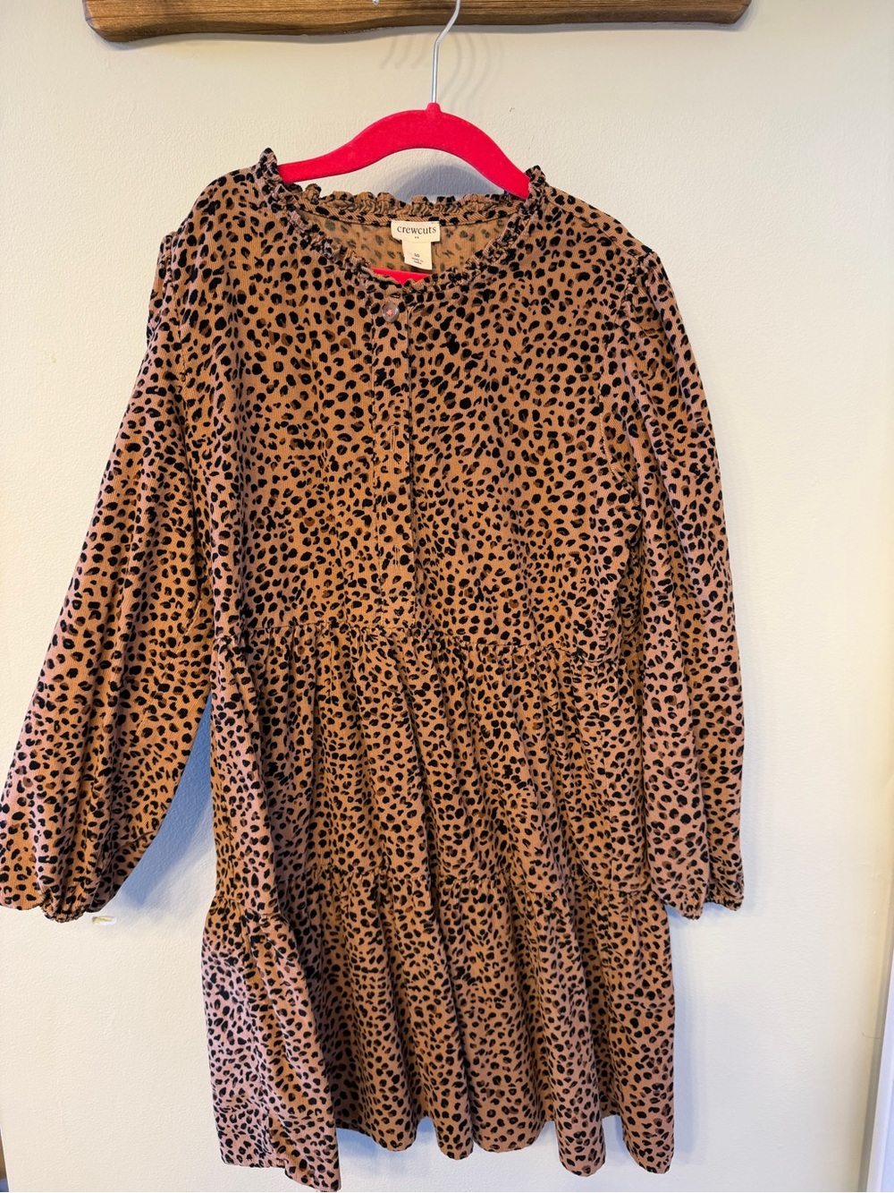 Crewcuts Leopard-Print Long Sleeve Dress in Brown and Black